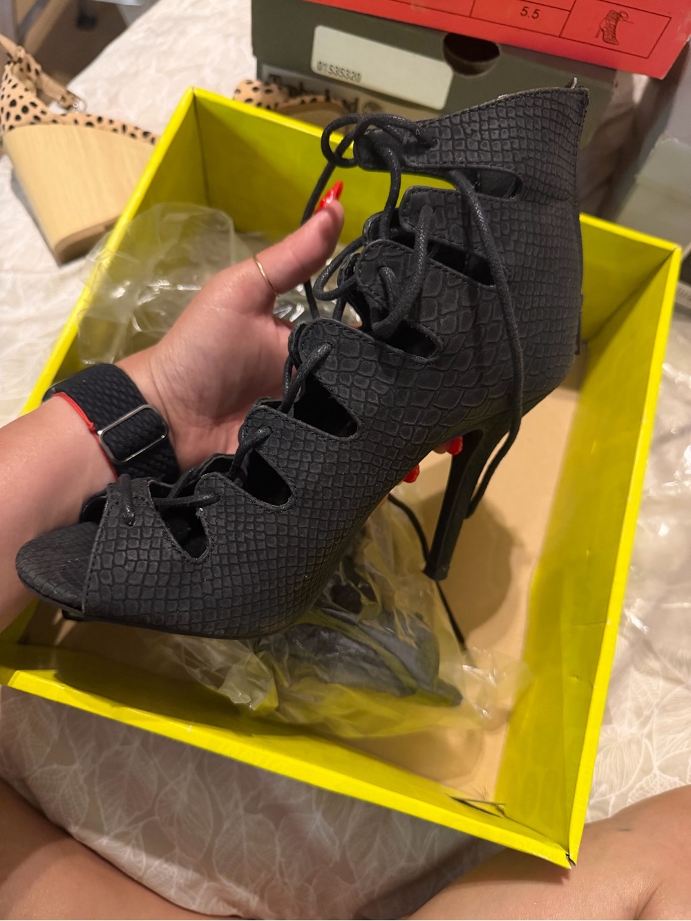 Charlotte Russe Black Snake PU Heels